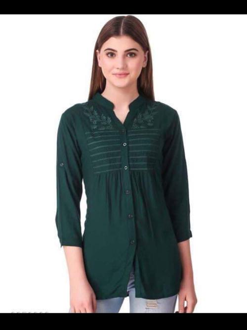 ladies cotton short kurti green color - 18323595 - Very Small Image - 1