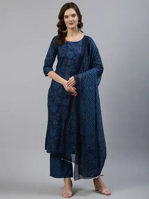 ladies cotton kurta palazzo and dupatta - 18323615 - Very Small Image - 1