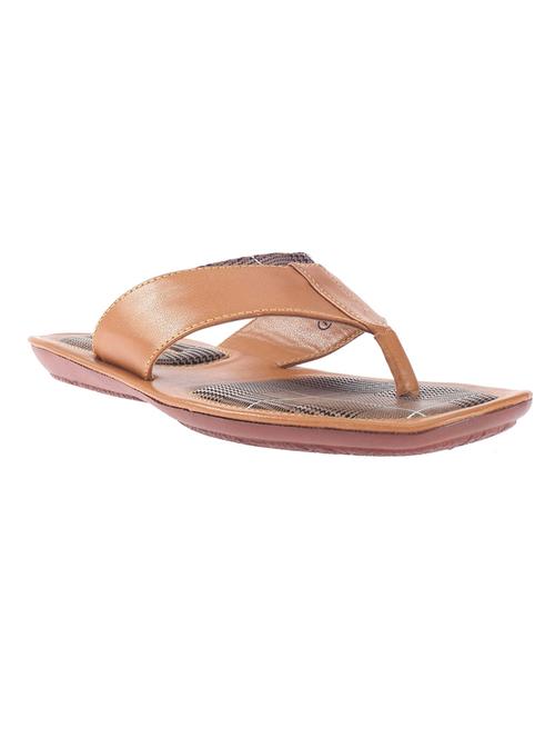 tan leatherette slip on flip flops - 18323729 - Very Small Image - 1