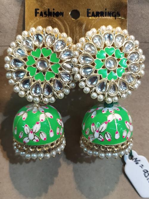 earrings for women green color - 18323759 - Very Small Image - 1