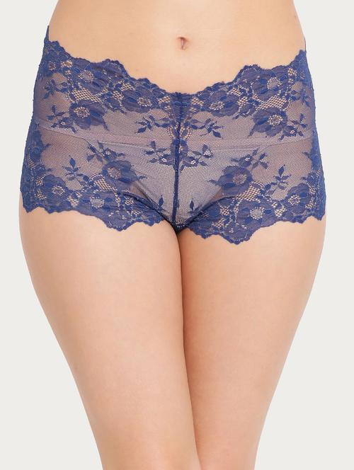 navy blue lace boy shorts panty - 18323919 - Very Small Image - 1