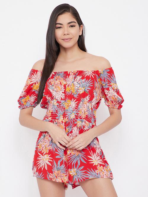 off shoulder tropical romper - 18323951 - Very Small Image - 1