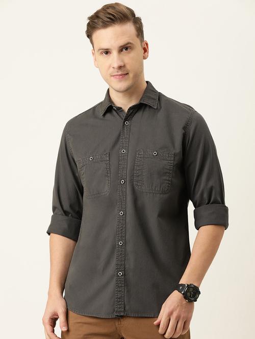 mens solid casual shirt - 18324219 - Very Small Image - 1