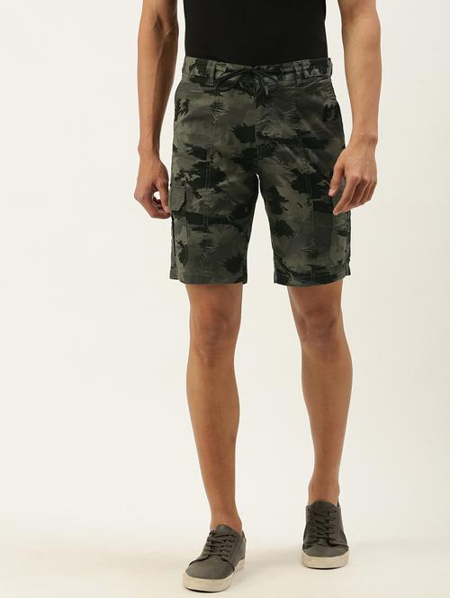 green printed cargo short - 18324277 - Very Small Image - 1