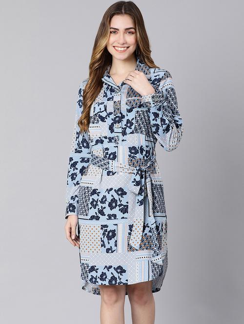 tie front printed shirt dress - 18324545 - Very Small Image - 1