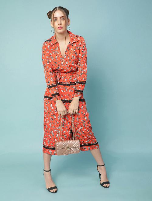 tie front printed a-line dress - 18324546 - Very Small Image - 1