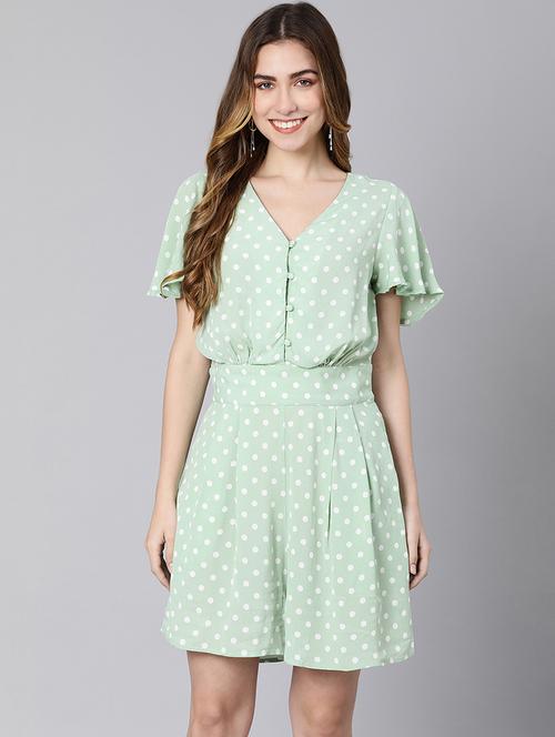 v-neck polka dot romper - 18324553 - Very Small Image - 1