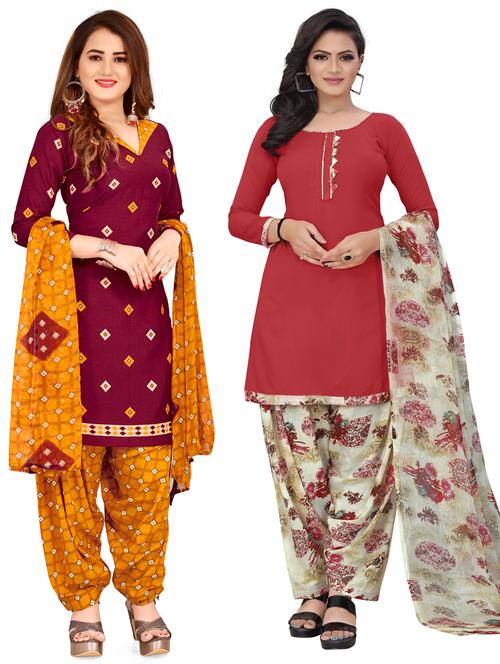 set of 2 unstitched patiyala suit set - 18325085 - Very Small Image - 1