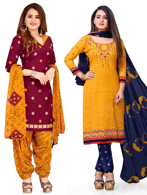 set of 2 unstitched patiyala suit set - 18325112 - Very Small Image - 1
