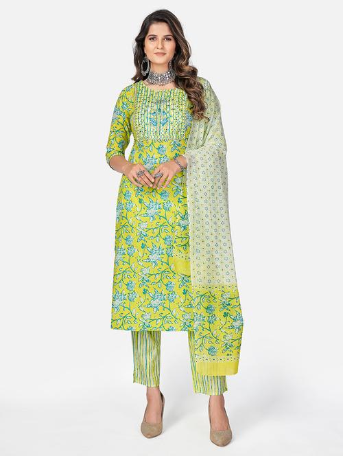 green cotton suit set - 18325291 - Very Small Image - 1
