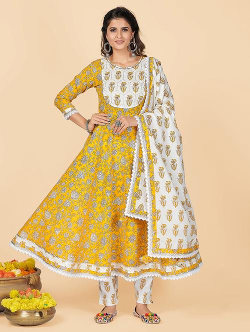 yellow cotton suit set - 18325329 - Very Small Image - 1