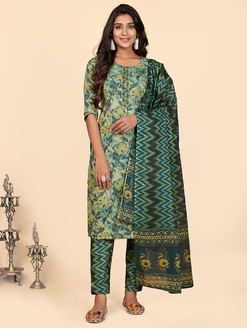 teal cotton suit set - 18325337 - Very Small Image - 1