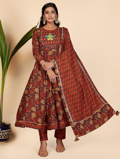 red cotton suit set - 18325340 - Very Small Image - 1