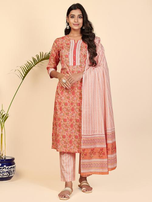 orange cotton suit set - 18325347 - Very Small Image - 1