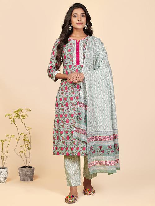 green cotton suit set - 18325348 - Very Small Image - 1