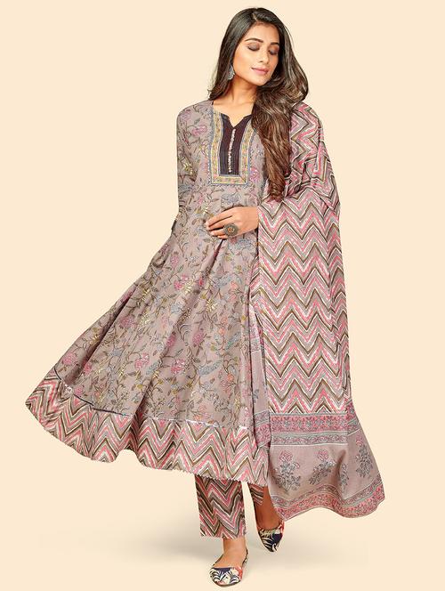 grey cotton suit set - 18325370 - Very Small Image - 1