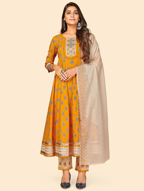 yellow cotton suit set - 18325377 - Very Small Image - 1