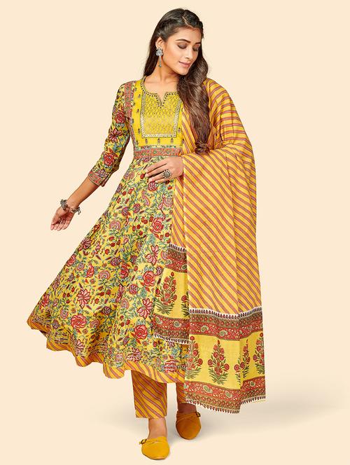 yellow suit set with dupatta - 18325378 - Very Small Image - 1