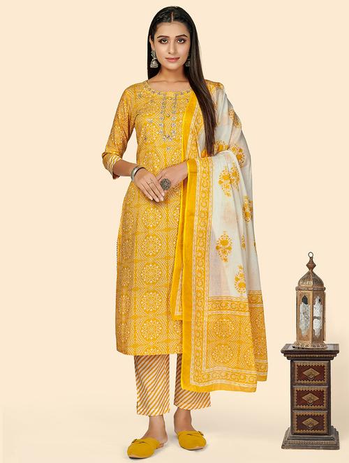 yellow cotton suit set - 18325410 - Very Small Image - 1