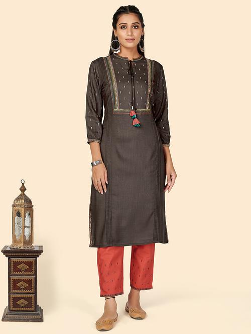 grey rayon suit set - 18325417 - Very Small Image - 1