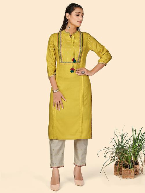 yellow rayon suit set - 18325418 - Very Small Image - 1