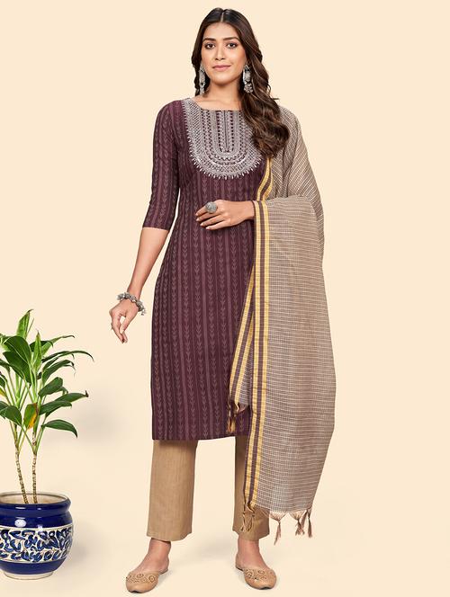 purple cotton suit set - 18325441 - Very Small Image - 1