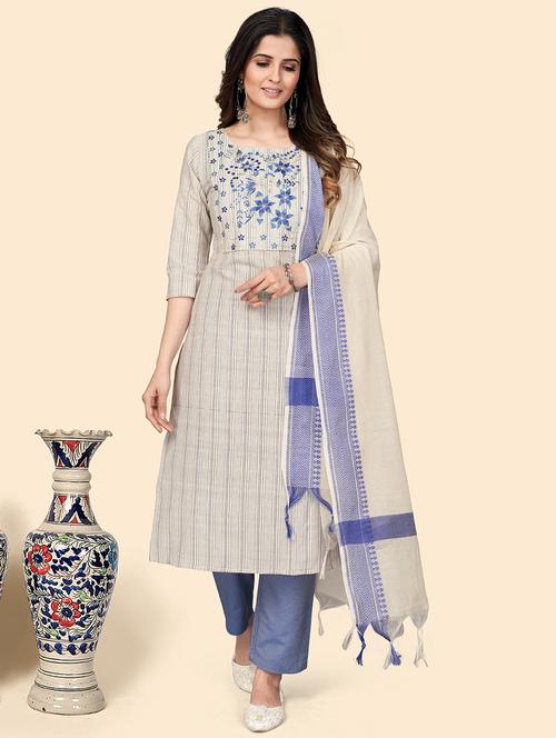 white cotton suit set - 18325455 - Very Small Image - 1