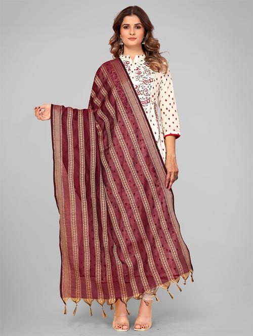maroon art silk dupatta - 18325537 - Very Small Image - 1