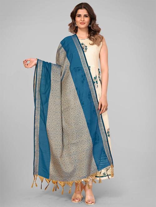 turquoise art silk dupatta - 18325544 - Very Small Image - 1