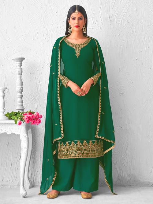 green georgette semistitched suit - 18325652 - Very Small Image - 1