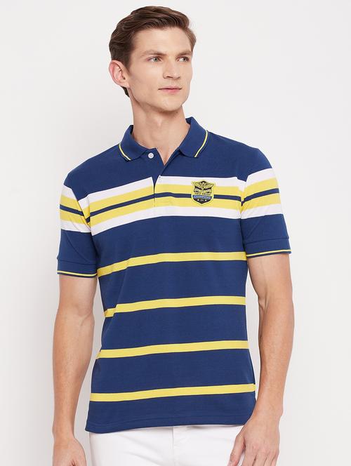 navy-blue striped polo t-shirt - 18326151 - Very Small Image - 1