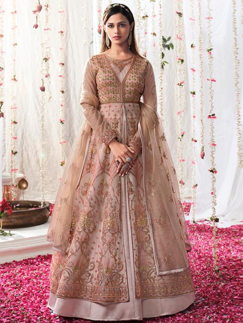 pink net semistitched suit - 18326268 - Very Small Image - 1