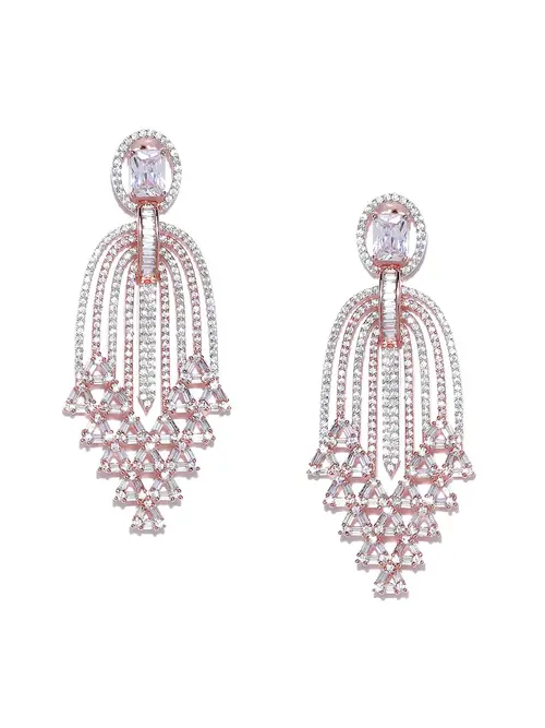 ladies priyaasi rose gold plated earrings - 18326296 - Very Small Image - 1