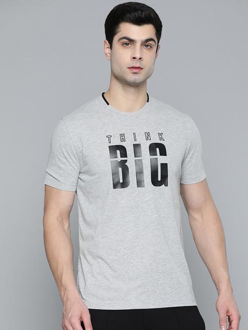 grey melange chest-printed t-shirt - 18326521 - Very Small Image - 1