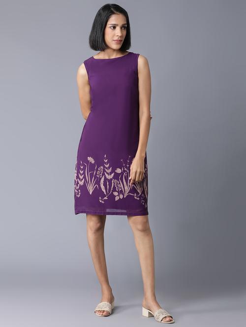 purple floral straight ethnic dress - 18327122 - Very Small Image - 1