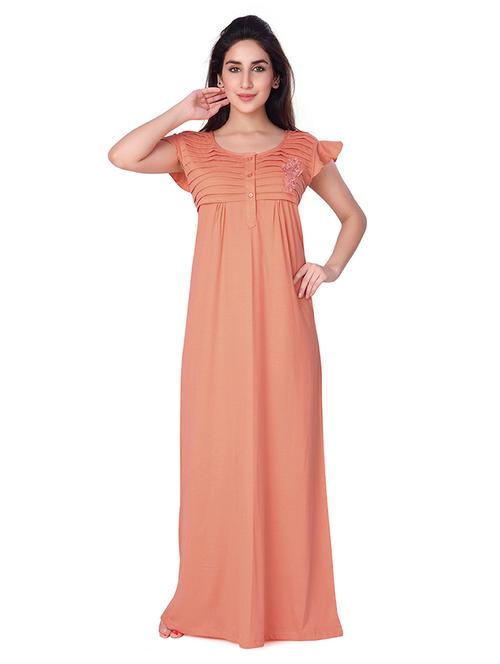 round neck solid nighty - 18327256 - Very Small Image - 1