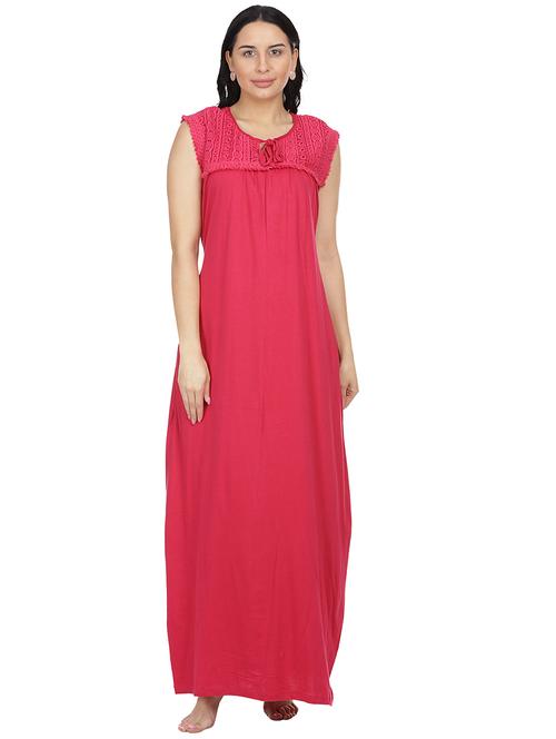 tie up neck lace detail nighty - 18327316 - Very Small Image - 1