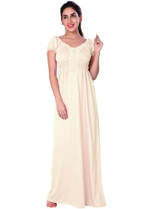 v-neck solid nighty - 18327324 - Very Small Image - 1