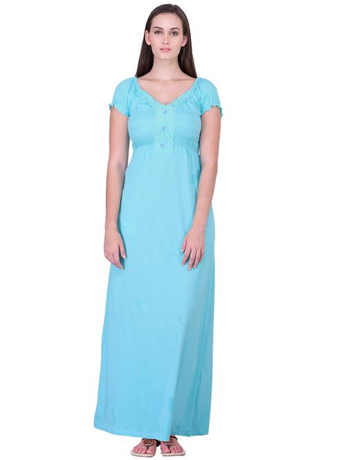 v-neck solid nighty - 18327325 - Very Small Image - 1