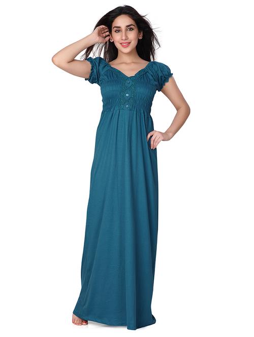 v-neck solid nighty - 18327327 - Very Small Image - 1