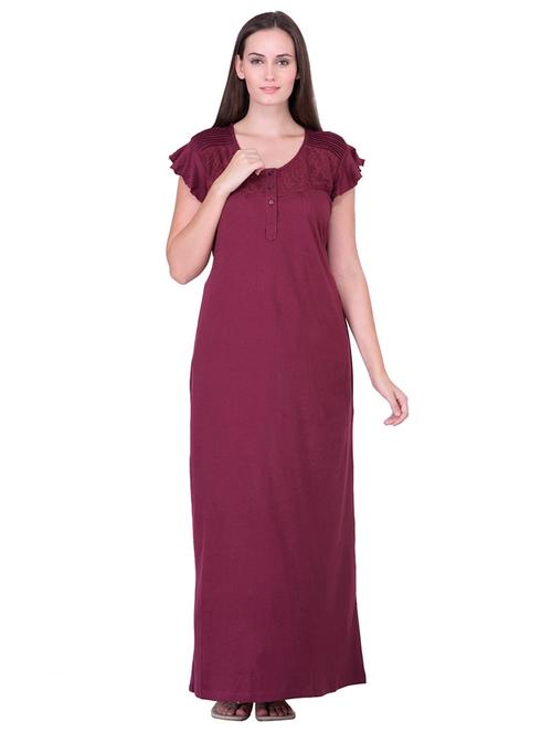 round neck solid nighty - 18327332 - Very Small Image - 1
