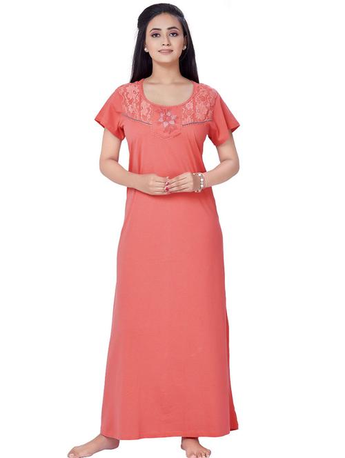 round neck embroidered detail nighty - 18327354 - Very Small Image - 1