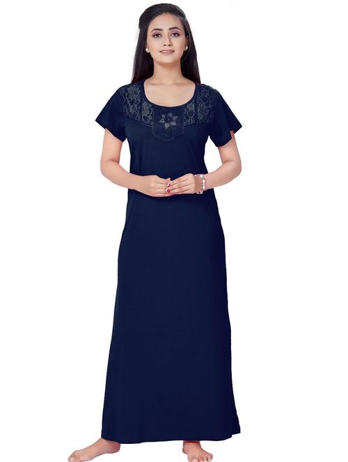 round neck embroidered detail nighty - 18327356 - Very Small Image - 1
