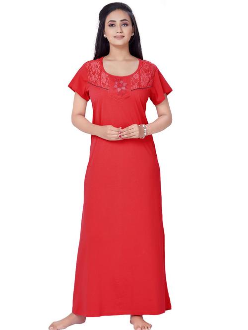 round neck embroidered detail nighty - 18327358 - Very Small Image - 1