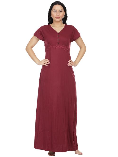 v-neck lace detail nighty - 18327365 - Very Small Image - 1