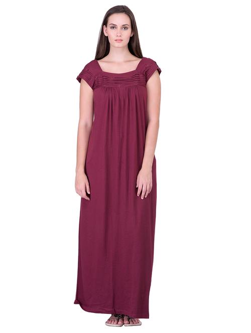 square neck solid nighty - 18327370 - Very Small Image - 1