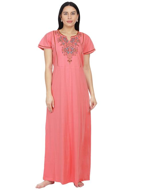 notch neck embroidered detail nighty - 18327384 - Very Small Image - 1