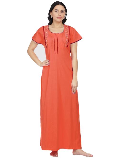 round neck embroidered detail nighty - 18327397 - Very Small Image - 1