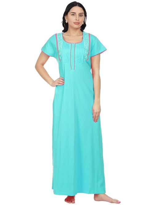 round neck embroidered detail nighty - 18327398 - Very Small Image - 1