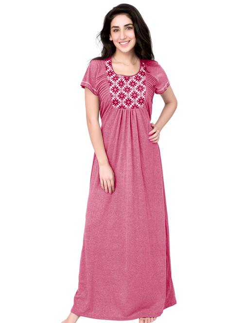 round neck embroidered detail nighty - 18327420 - Very Small Image - 1